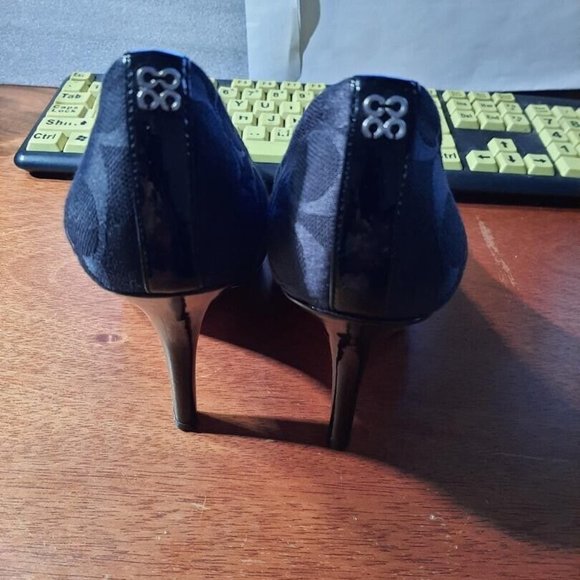 Coach Caya Signature Logo Platform High Heels Pump Black Size 7 Worn Few Times - Picture 4 of 6